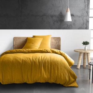 Housse de couette gaze de coton safran mineral 260x240 cm