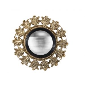 Miroir convexe noir et dor&eacute; 20.5cm