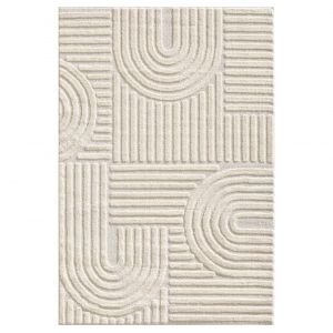 Tapis &agrave; relief g&eacute;om&eacute;triques Cr&egrave;me 120x170cm