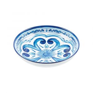 Lot de 6 assiettes creuses en m&eacute;lamine bleu 21,5 cm