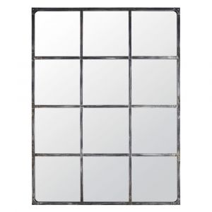 Grand miroir fenêtre rectangulaire en métal noir 135x180