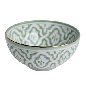 Bol et saladier ronds en c&eacute;ramique vert dor&eacute;  D20 cm