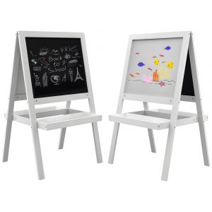 Tableau chevalet enfant 2 en 1 ardoise magn&eacute;tique tableau noir blanc
