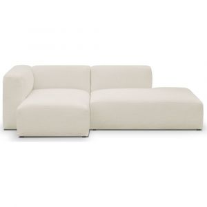 Canapé modulable angle gauche 3/4 places en tissu bouclé beige