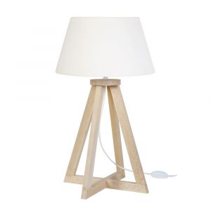 Lampe &agrave; poser bois H52cm naturel;Abat-jour: &eacute;cru