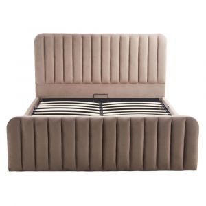 Lit coffre en Velours 160x200 cm taupe