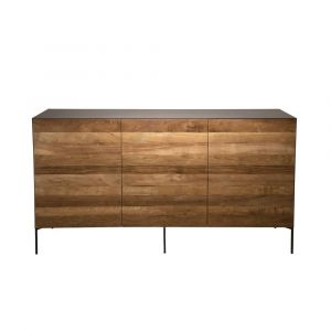 Buffet 3 portes en teck recycl&eacute; m&eacute;tal et pieds m&eacute;tal gris anthracite