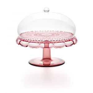 Présentoir à gâteau avec cloche en acrylique biologique rose