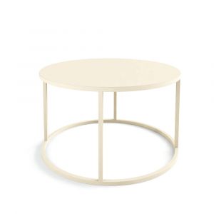 Table basse de salon en m&eacute;tal beige, &Oslash; 60 / 35cm