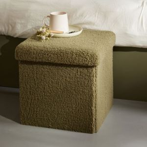 Pouf coffre carré en tissu bouclette  38x38 cm