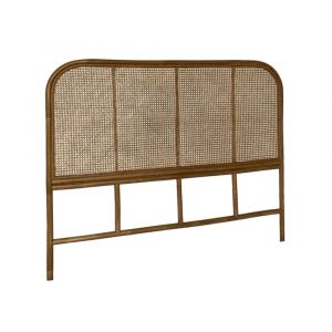 T&ecirc;te de lit en rotin fonc&eacute; et cannage 140cm