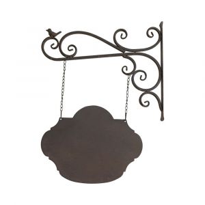 Enseigne plaque de porte &eacute;critoire mural jardin m&eacute;tal marron 65x47cm