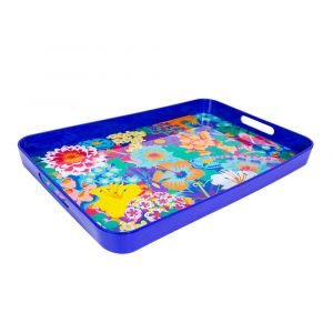 Plateau de service  bleu m&eacute;lamine 53 x 34 x 5 cm