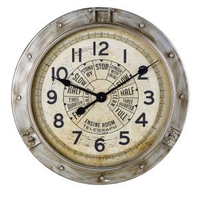 Horloge murale industrielle en métal effet vieilli D85