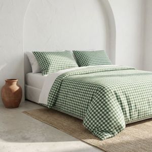 Housse de couette 100% coton vert 150x220 cm + 45x110 cm