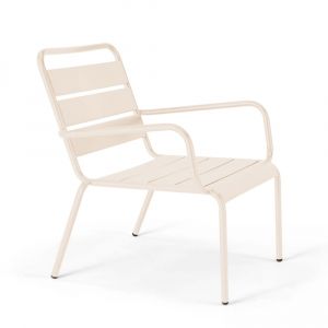 Fauteuil de jardin bas relax acier ivoire