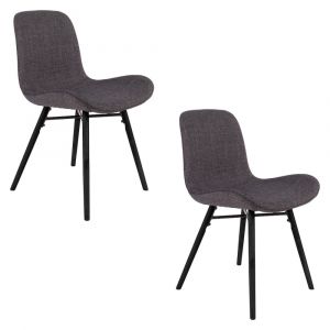 Set de 2 chaises de repas en tissu gris fonc&eacute;