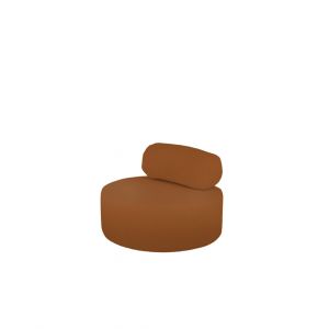 Fauteuil en boucl&eacute; rond couleur cuivre marron 105x50cm