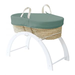 Couffin avec Support R&eacute;versible Blanc, Habillage Coton Bio - For&ecirc;t