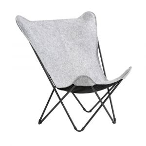 Fauteuil papillon grande largeur en polyester gris L83xl91xH87