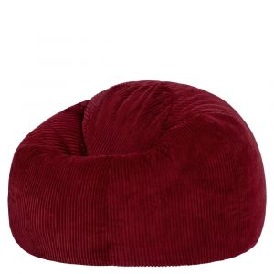 Pouf velours c&ocirc;tel&eacute; rouge bordeaux