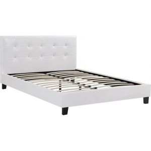 Lit en simili cuir blanc 180 x 200 cm