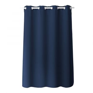 Rideau occultant fil noir avec 8 &oelig;illets polyester bleu marine 140x180