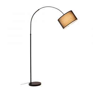 Lampadaire arc r&eacute;glable &Oslash;40 cm en m&eacute;tal et marbre, E27, noir