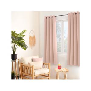 Rideau occultant fil noir avec 8 &oelig;illets polyester vieux rose 140x180