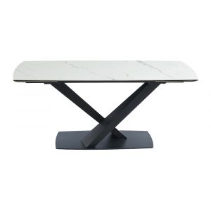 Table extensible verre tremp&eacute; noir, blanc