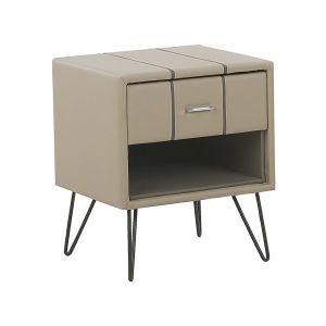 Table de chevet cuir pu beige