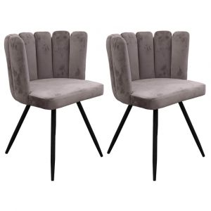 Lot  de 2 chaises velours gris