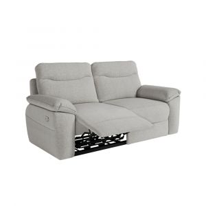 Canap&eacute; de relaxation &eacute;lectrique 3 places tissu textur&eacute; 3D - Gris clair