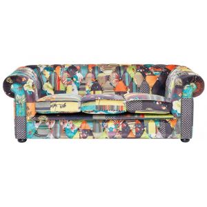 Canap&eacute; 3 places 3 personnes en tissu multicolore
