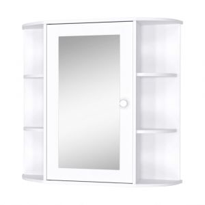 Armoire &agrave; glace 1 porte &eacute;tag&egrave;res lat&eacute;rales blanc