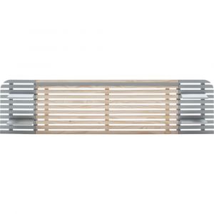 Tête de lit en lattes de bois blanchi / gris 240 cm chevets intégrés