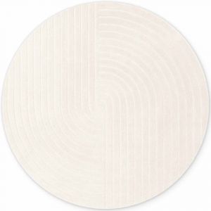 Tapis rond en laine tuft&eacute;e main Cr&egrave;me 120cm