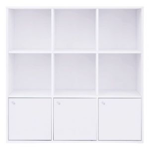 Biblioth&egrave;que 9 cases 3 portes - L98 x H98 cm - Blanc