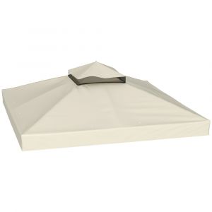 Toile pour tonnelle &agrave; 2 niveaux pvc imperm&eacute;able 370 g/m&sup2; cr&egrave;me