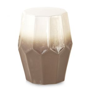 Tabouret de table en c&eacute;ramique marron et blanc