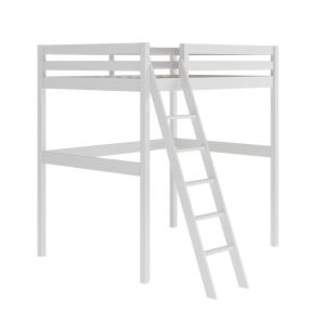 Lit mezzanine 2 places bois massif blanc 140x190 cm