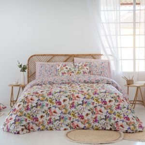 Housse de couette réversible en coton 140x200 cm multicolore