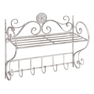 &Eacute;tag&egrave;re murale de salle de bain blanche effet vieilli