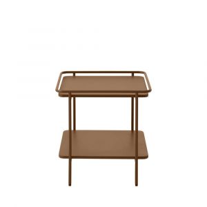 Table d'appoint carrée 2 plateaux en métal 45x45cm - Terracotta
