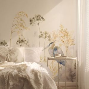 Papier peint panoramique h&eacute;ron bleu gris clair 375x250cm-made in franc