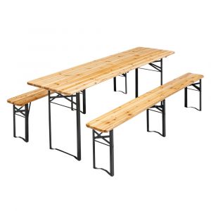 Ensemble brasserie table et bancs en bois pliants 218 cm