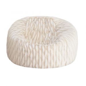 Pouf en fausse fourrure blanc