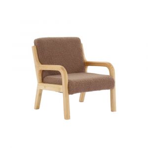Fauteuil scandinave enfant bois et bouclette marron