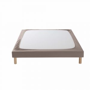 Cache sommier coton jersey taupe 80x200