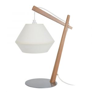 Lampe &agrave; poser pied bois H35cm naturel;Abat-jour: &eacute;cru